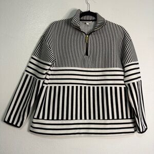 Crown & Ivy Striped Black & White Pullover. Sz PM. Polyester/Cotton Blend. NWOT.